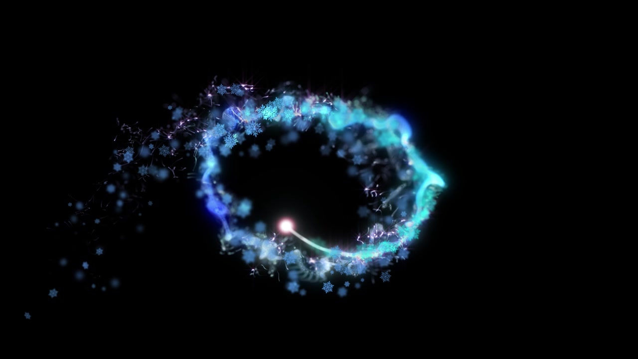Abstract Glowing Blue Circle with Snowflakes
