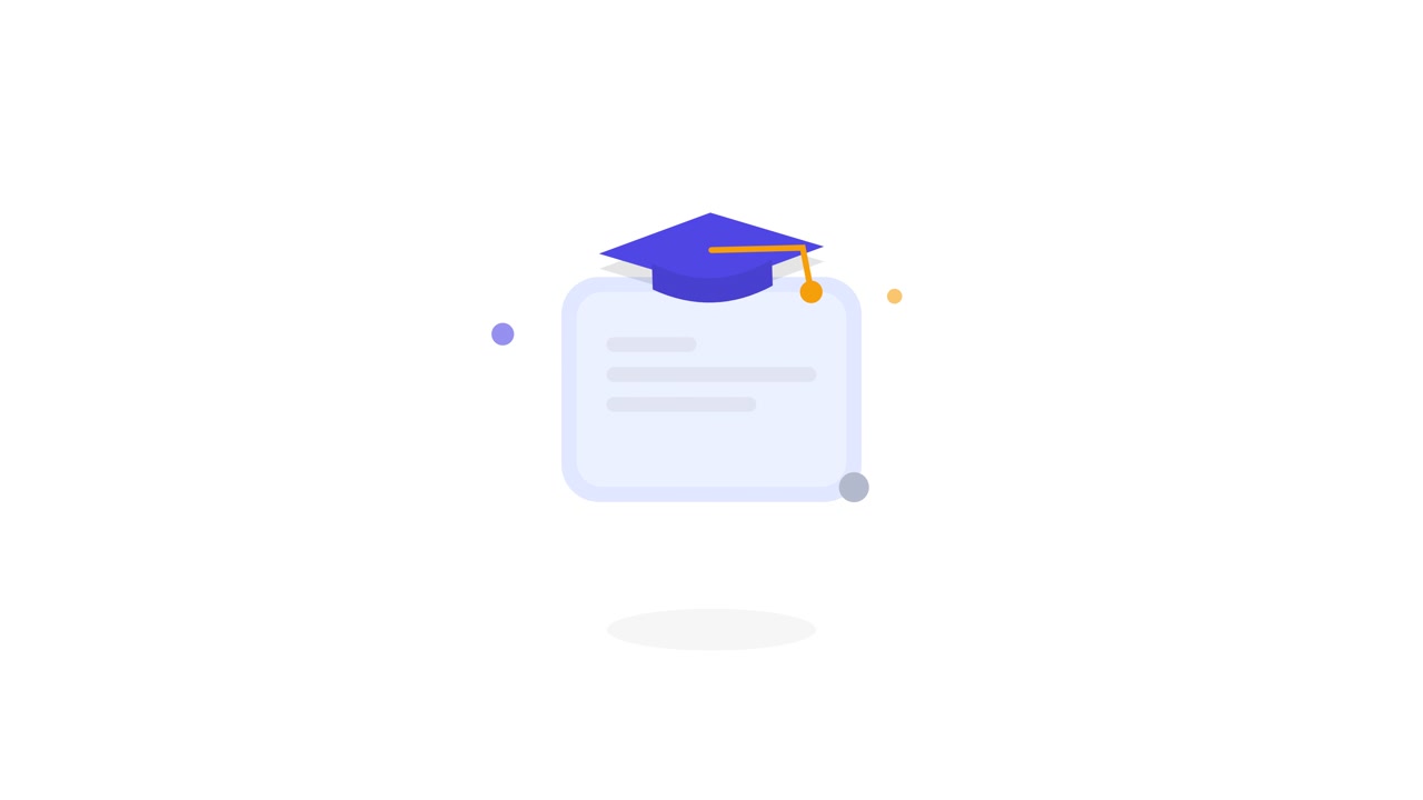 Animated Graduation Cap Icon on Document
