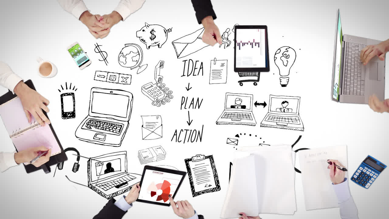 사업가 들 의 손 이 일 하고 있다