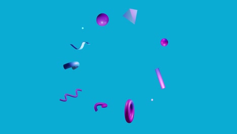 Animation-of-abstract-shapes-in-circle-moving-over-blue-background