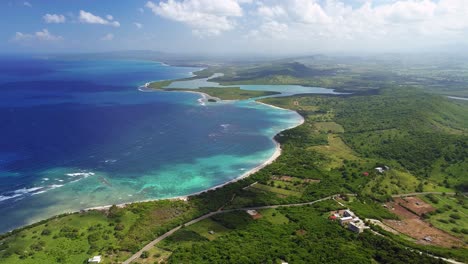 Aerial-view-of-the-sanctuary-of-marine-mammals-in-the-Dominican-Republic,-habitat-of-manatees,-an-endangered-species