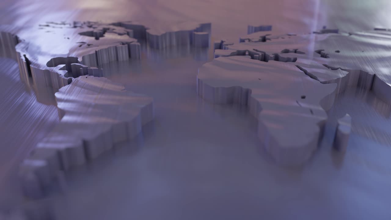 World map futuristic sci-fi earth tech technology global liquid metal display 4k