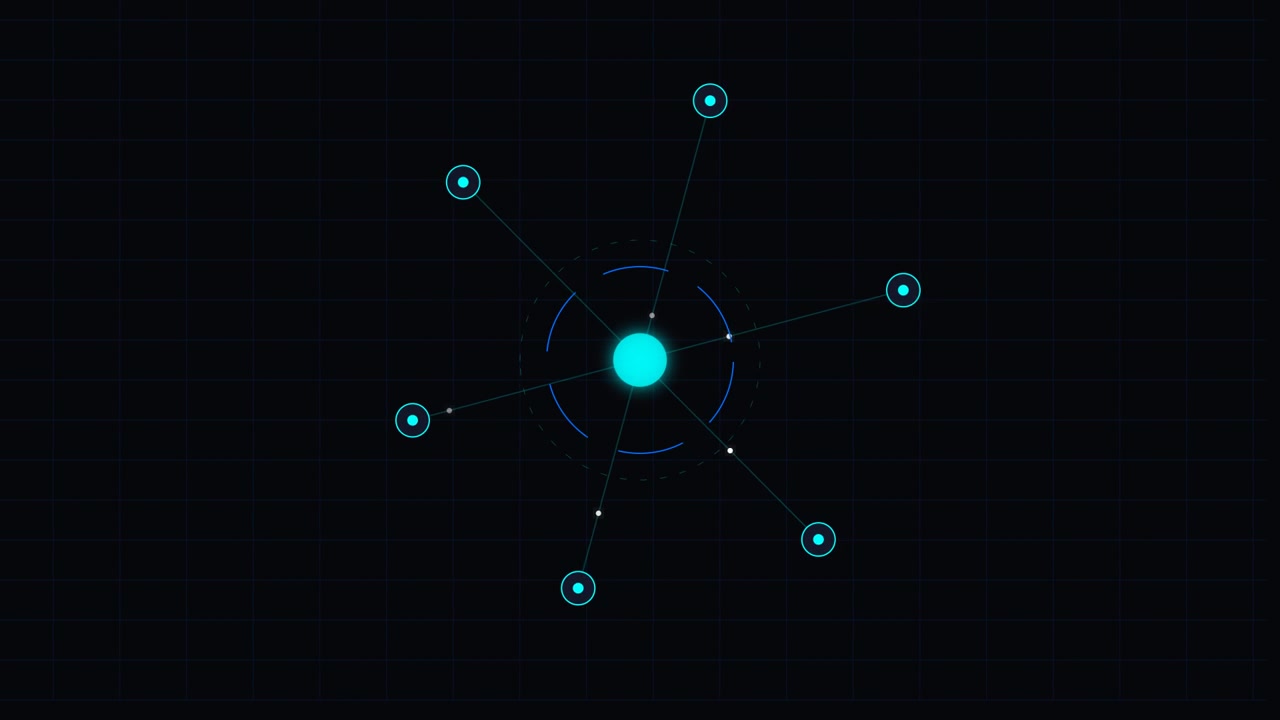 Abstract Digital Hexagon Animation with Glowing Network Nodes