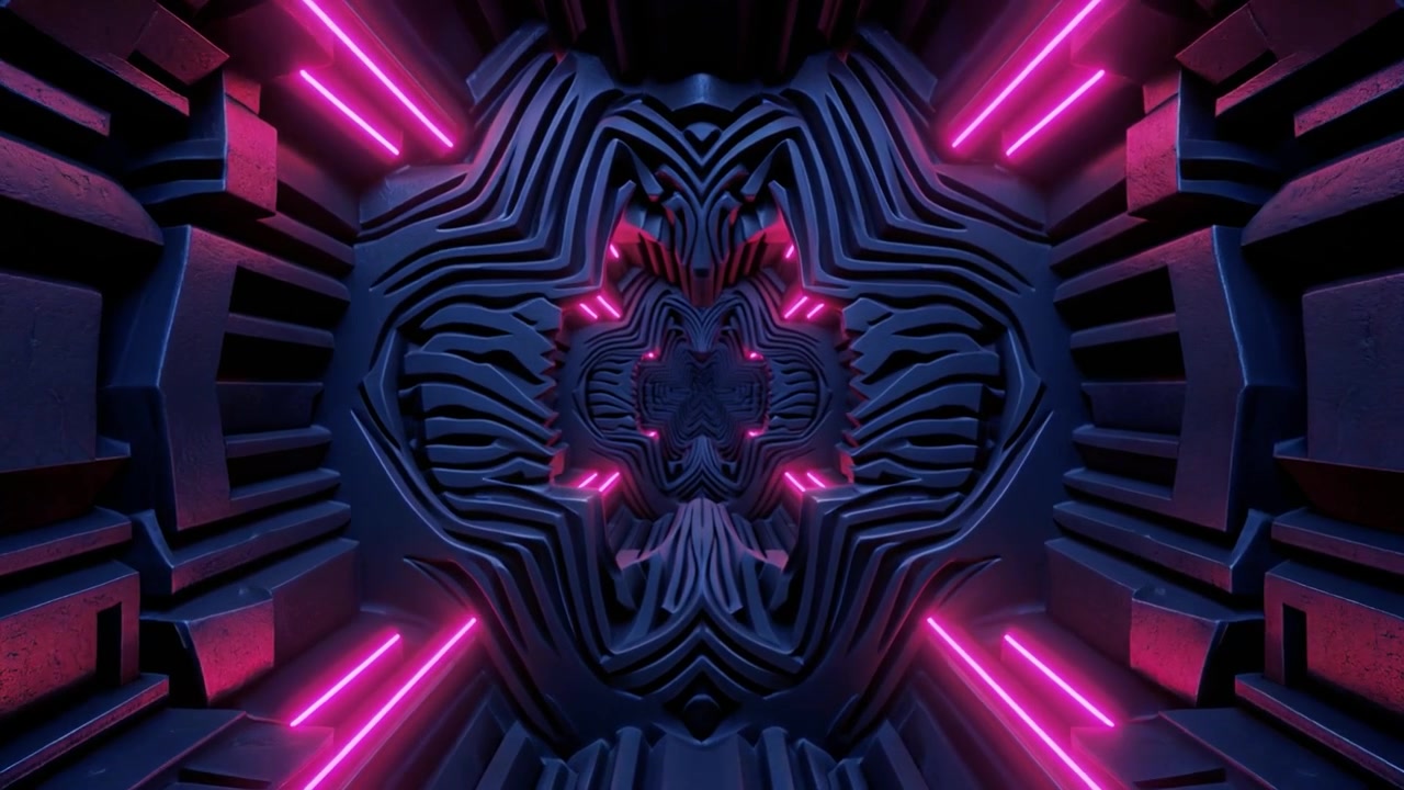 Abstract 3D Tunnel with Glowing Pink Neon Lights