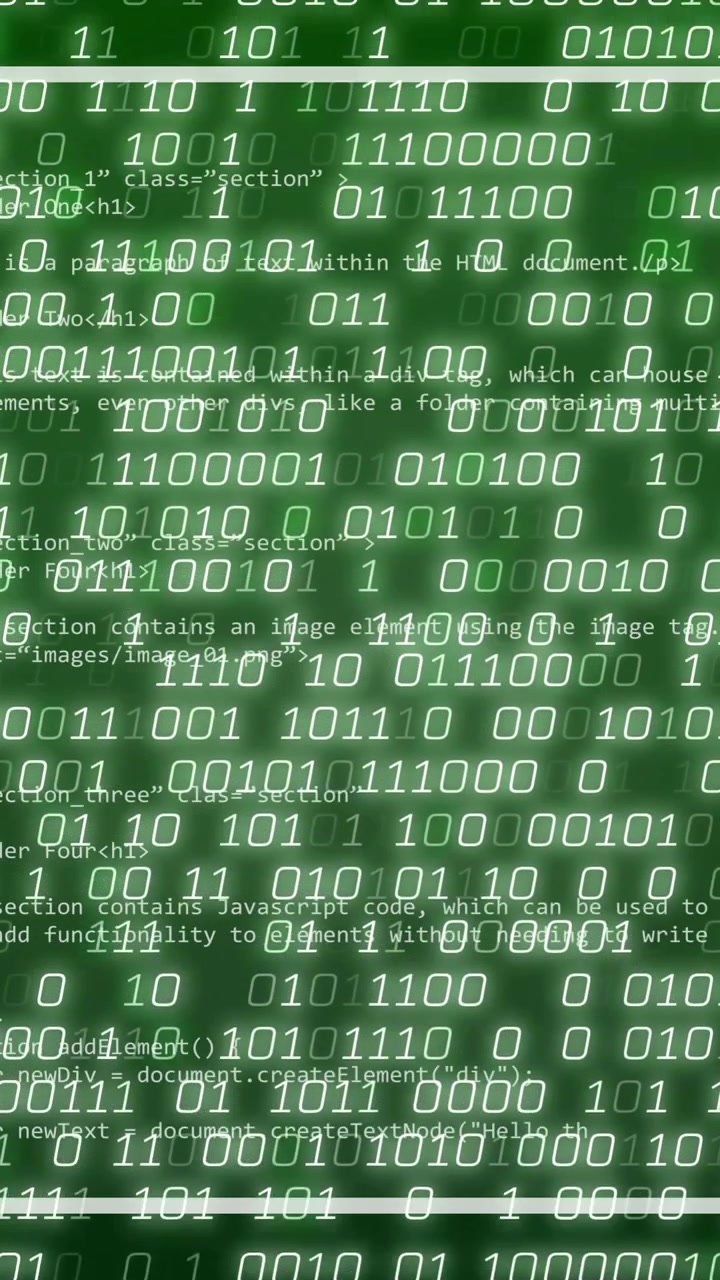 Animation of data processing over binary coding