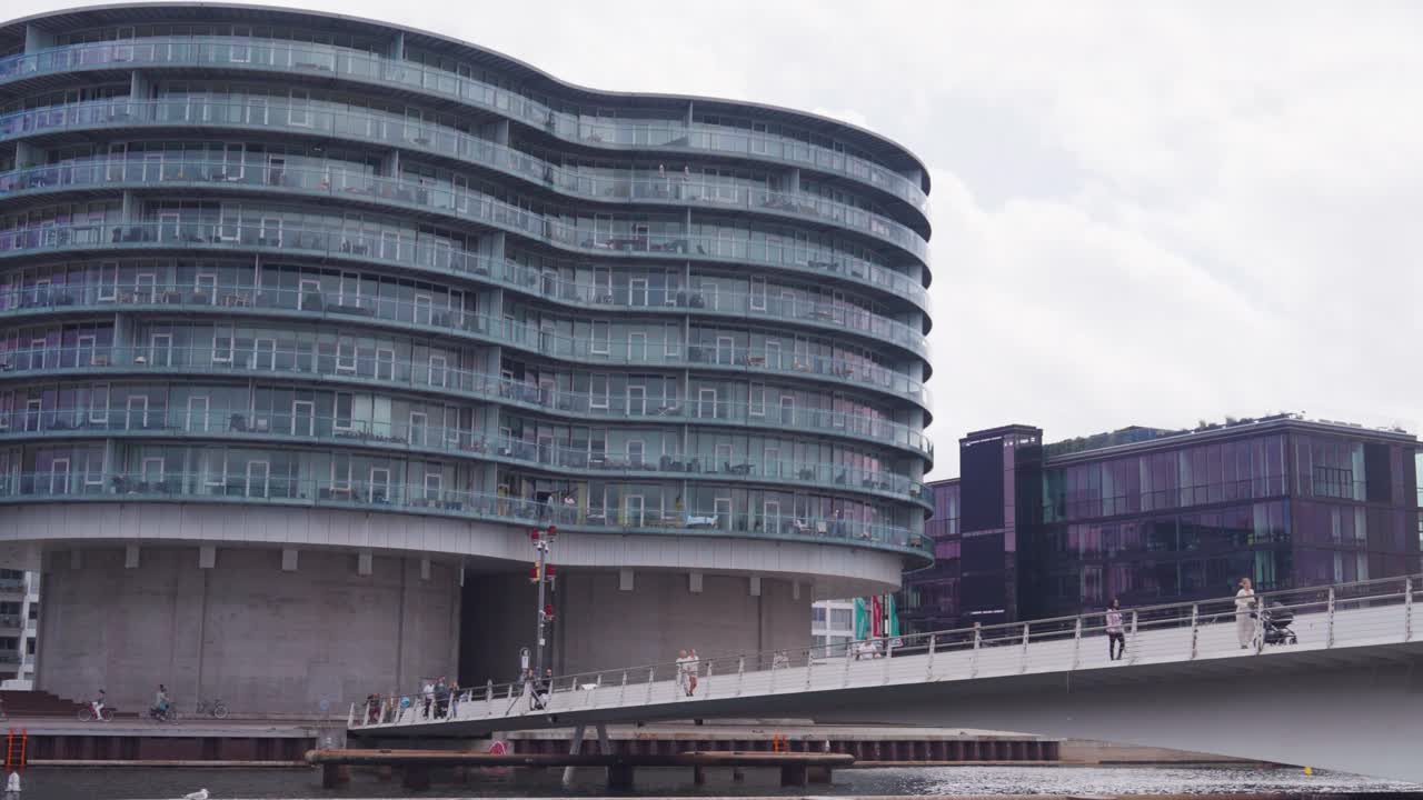 Modern waterfront residential house near Lille Langebro bridge, Copenhagen