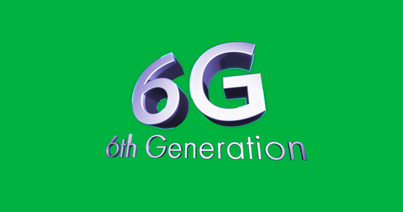 Animation of 6g 6th generation text in purple letters on white background