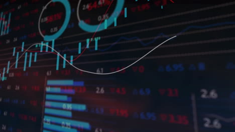 Animation-Der-Datenverarbeitung,-Diagramme-Und-Börse-Auf-Schwarzem-Hintergrund