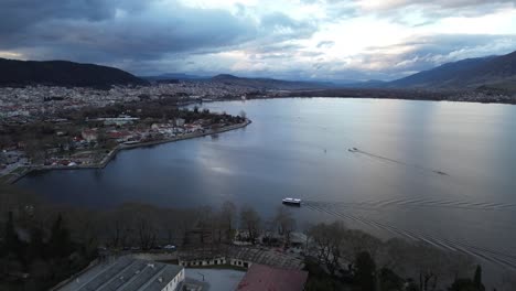 ioannina old town aerial bird's eye view, historic castle town architecture ruins, epirus greece