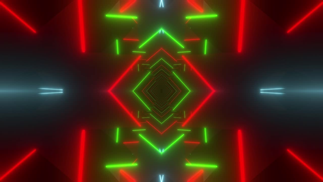 Visualizzazioni di tunnel geometrico al neon