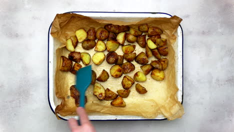 roasted potatoes in a baking tray