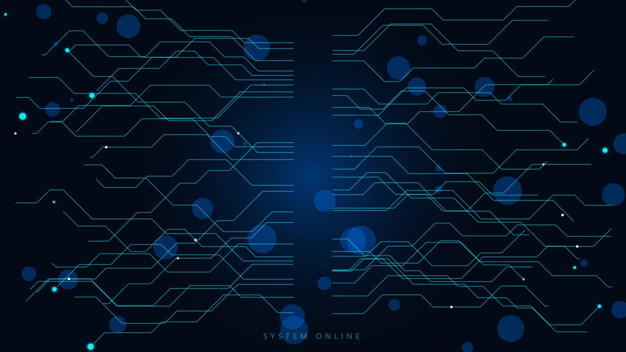 Digital Circuit Board Animation with Floating Particles