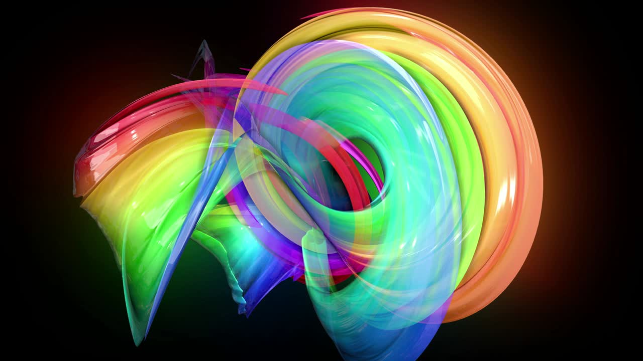 4k colorida animación en bucle de una cinta de colores arco iris con luz de neón moviéndose en un círculo como fondo abstracto con líneas y cintas. luma matte está incluido como canal alfa para la composición. 46