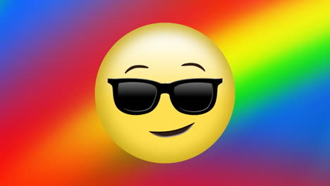 Animación-De-Emojis-Con-Gafas-Sobre-Fondo-De-Arcoíris.