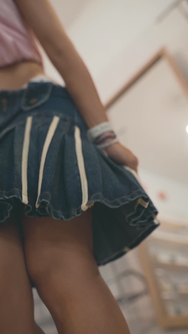Denim Pleated Skirt