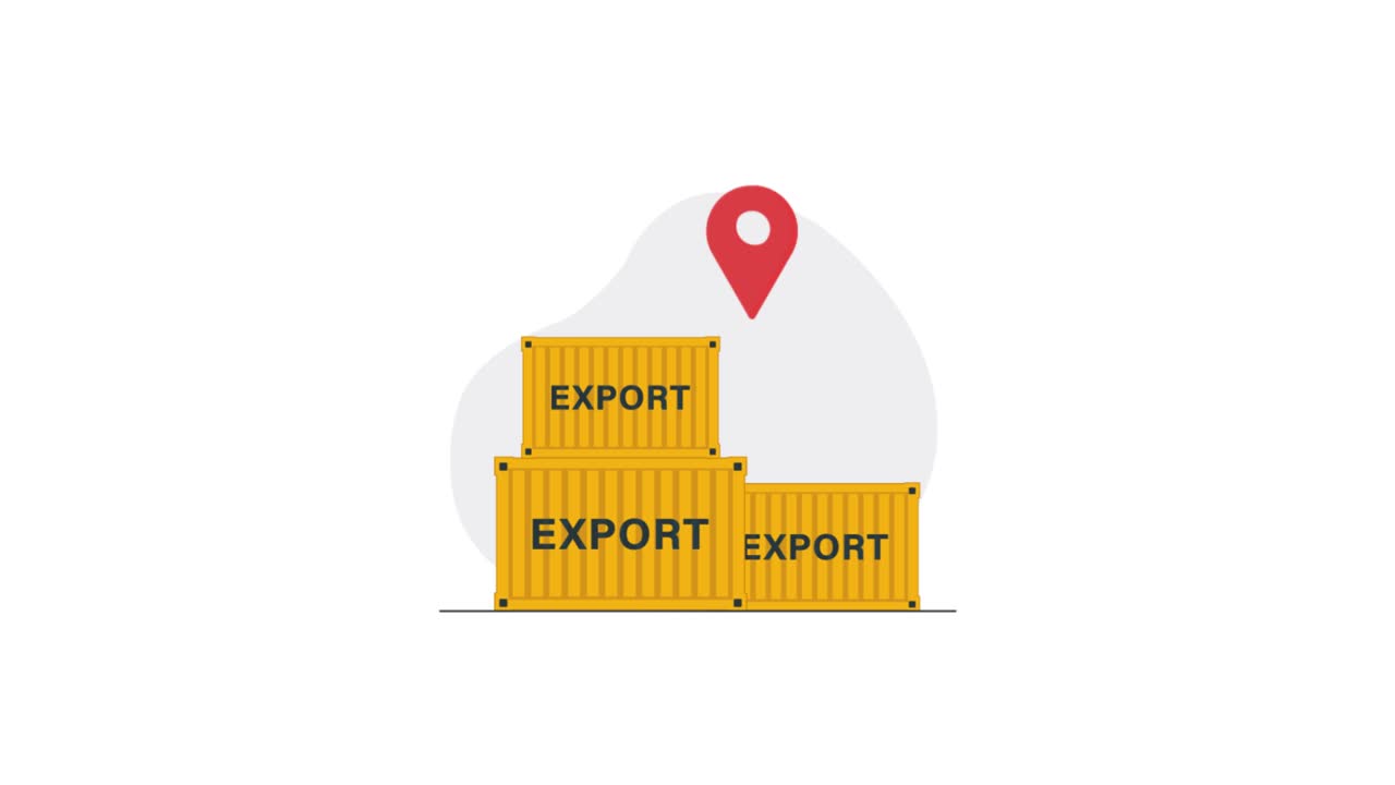Animated Export Shipping Containers with Location Pin