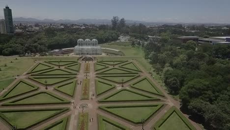 aerial shot of botanical garden in curitiba brazil