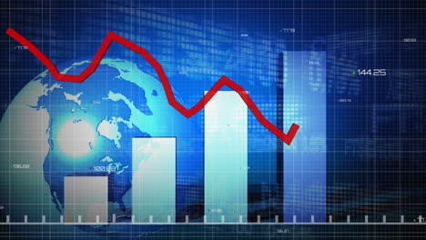 gráficos sobre el procesamiento de datos financieros contra el giro del globo