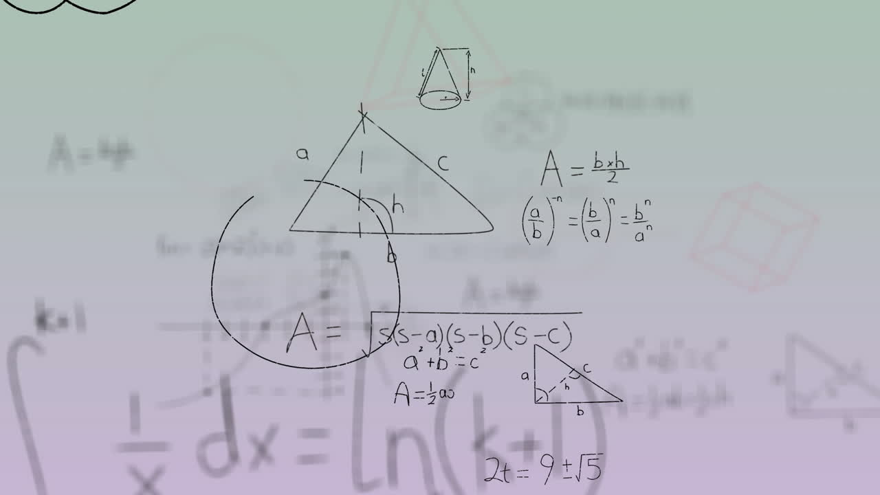 animación de ecuaciones matemáticas sobre un fondo púrpura