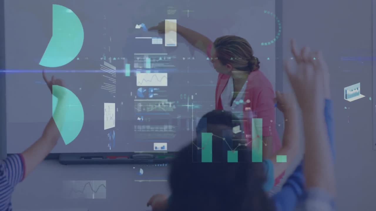 Animation of data processing over diverse schoolchildren learning with teacher