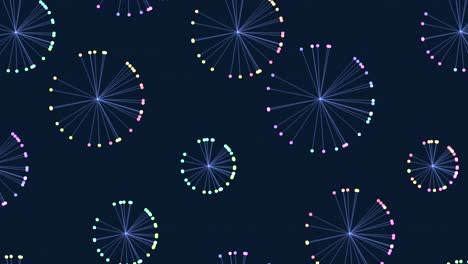 Random colorful circles pattern with lines and dots