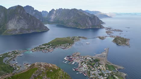 reinebringen viewpoint at lofoten islands archipelago, norway, scandinavia - 4k aerial circling