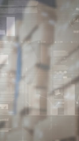 animación del procesamiento de datos financieros en un almacén vacío