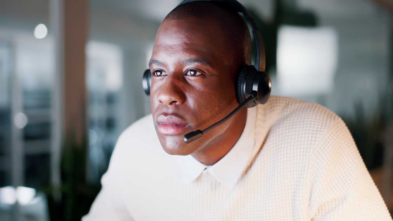 Business, call center and black man