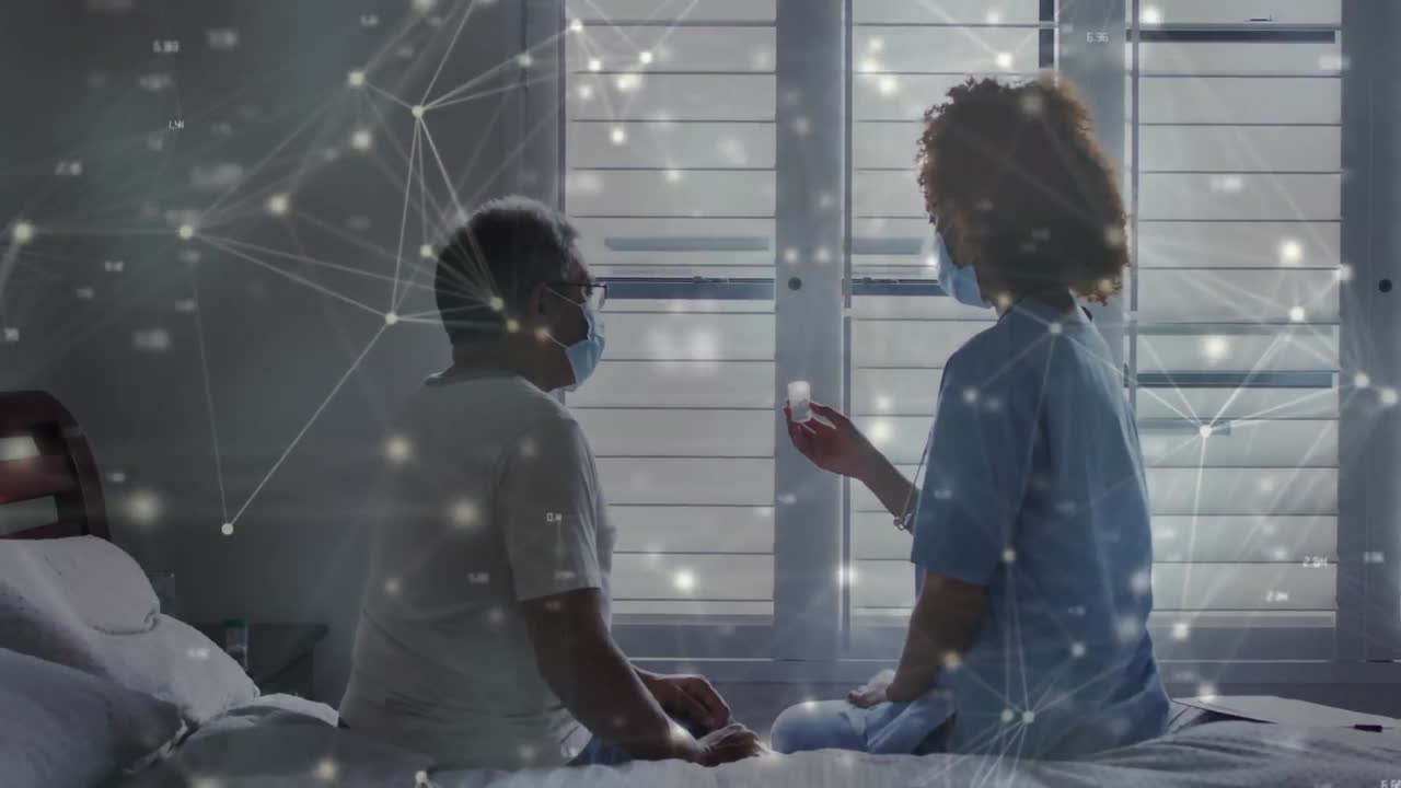 Animation of connections with data processing over diverse doctor and patient talking
