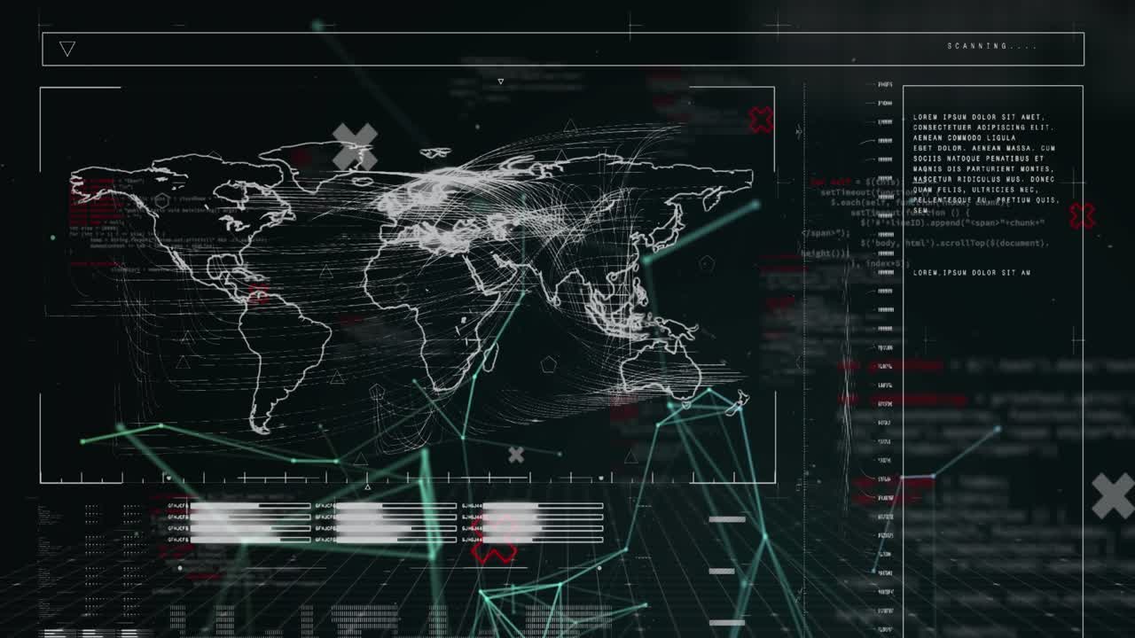 Animation of world map over data processing