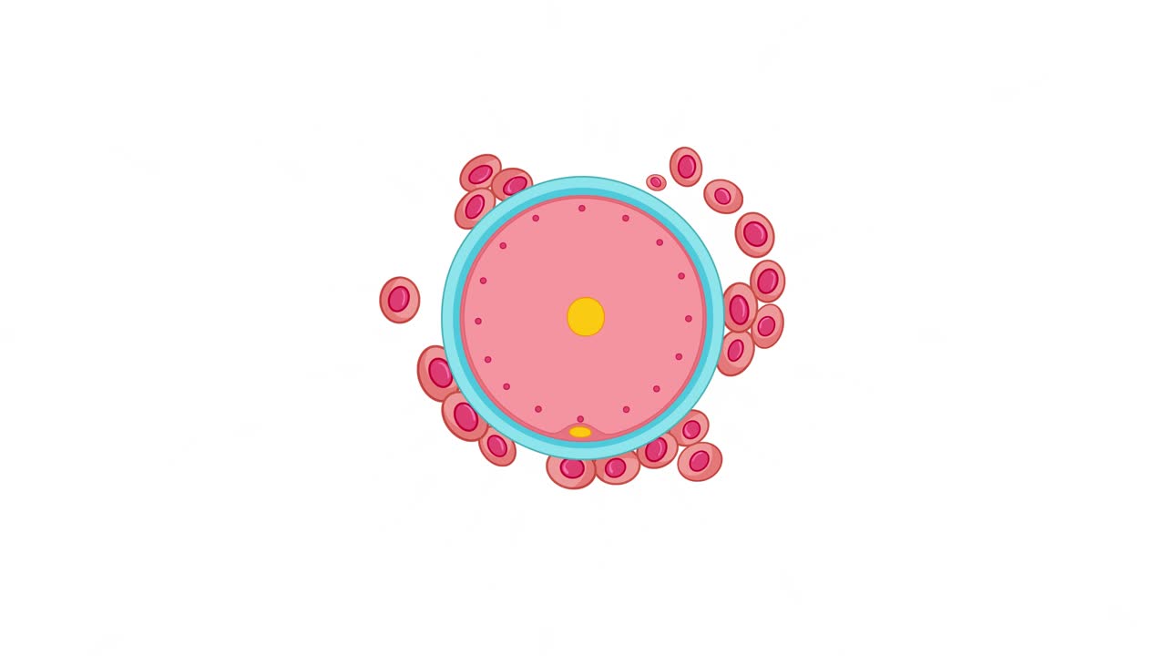 Sperm cells swim toward and fertilize a human egg, illustrated on a clean white background