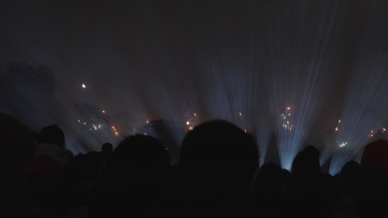 Silhouettes capturing the grand finale fireworks display
