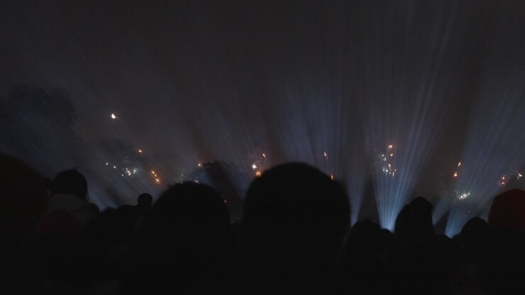 Silhouettes capturing the grand finale fireworks display