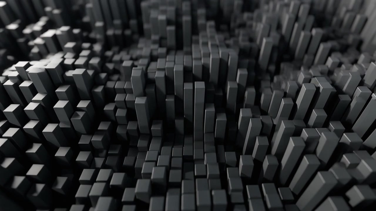 Abstrakcyjna animacja 3D poruszających się szarych sześcianów