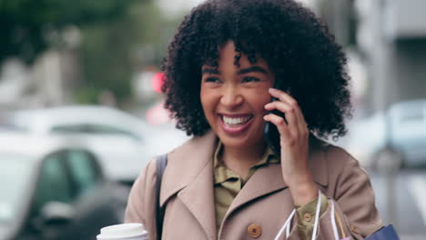 Phone-call,-shopping-bag-and-business-woman