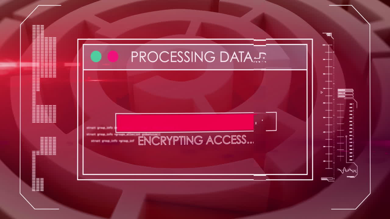 연결 네트워크의 애니메이션과 미로 위의 스크린
