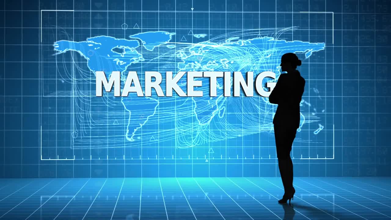 글로벌 비즈니스 인터페이스 앞에 있는 사업가