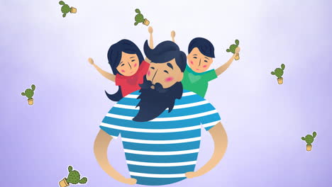 파란색 배경에 포옹하는 가족의 구성