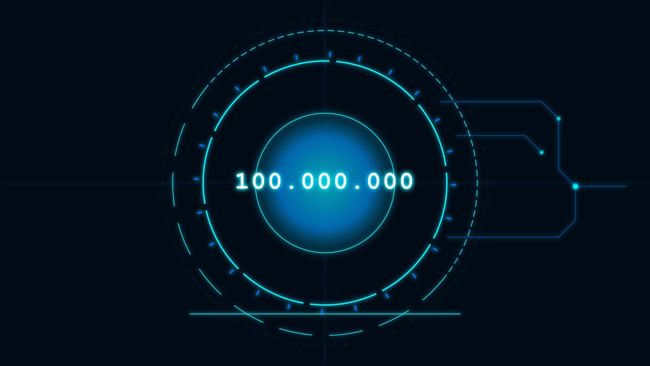 Digital HUD Interface Displaying One Hundred Million Counter