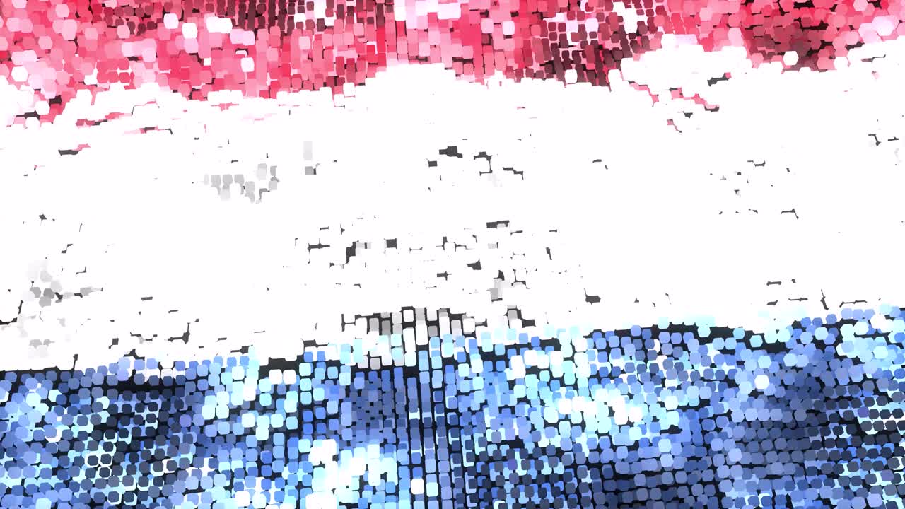 매우 밝은 60fps 현대 네덜란드 발은 빛나는 픽셀에 빨간색, 파란색, 색으로 색을 고 - 추상적인 3d 원활한 루핑 애니메이션 (uhd 4k)