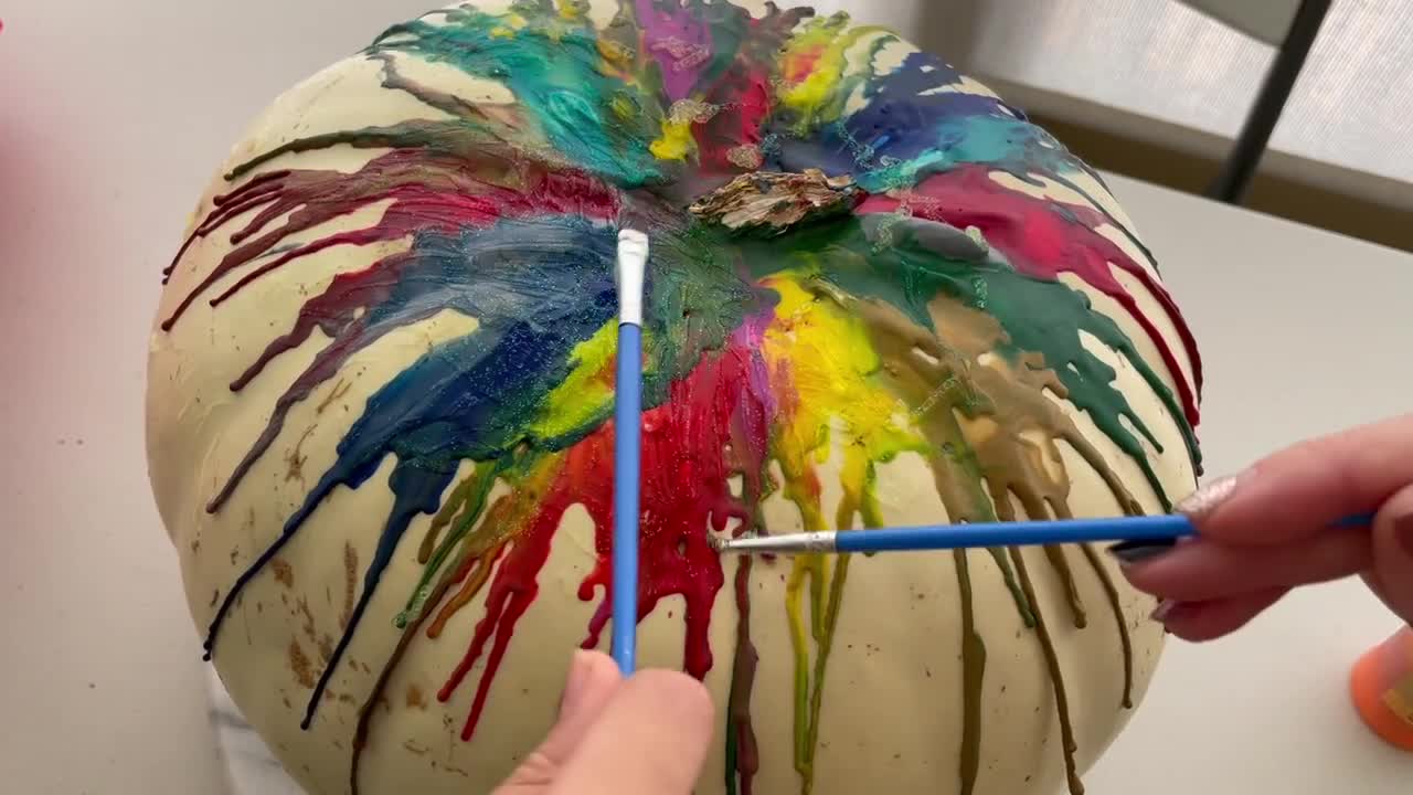 화려한 호박. 가을 예술 활동