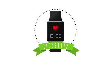 estilo de vida saludable con animación de reloj inteligente