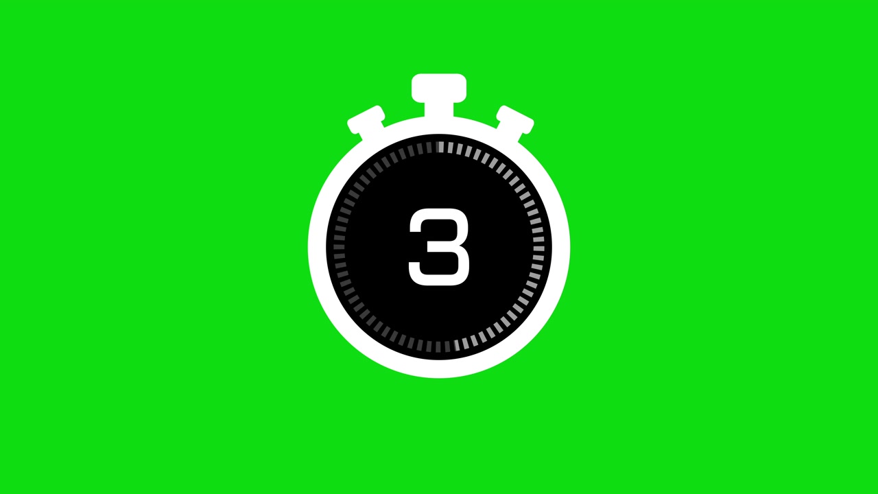 Five Second Countdown Timer Animation on Green Screen