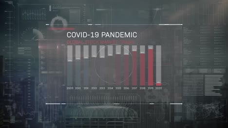 Animación-Del-Texto-De-Advertencia-De-Covid-19-Sobre-Procesamiento-De-Datos-Y-Paisaje-Urbano