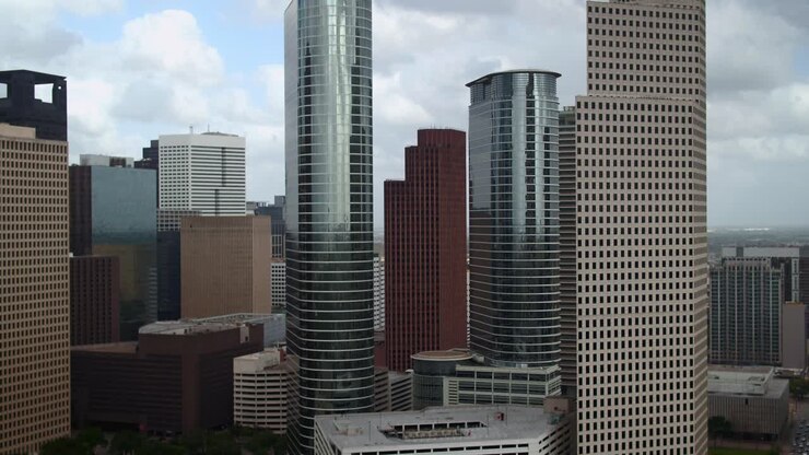 Ripresa aerea di presentazione del centro di Houston, Texas