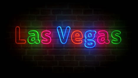 las vegas city symbol neon on brick wall loop