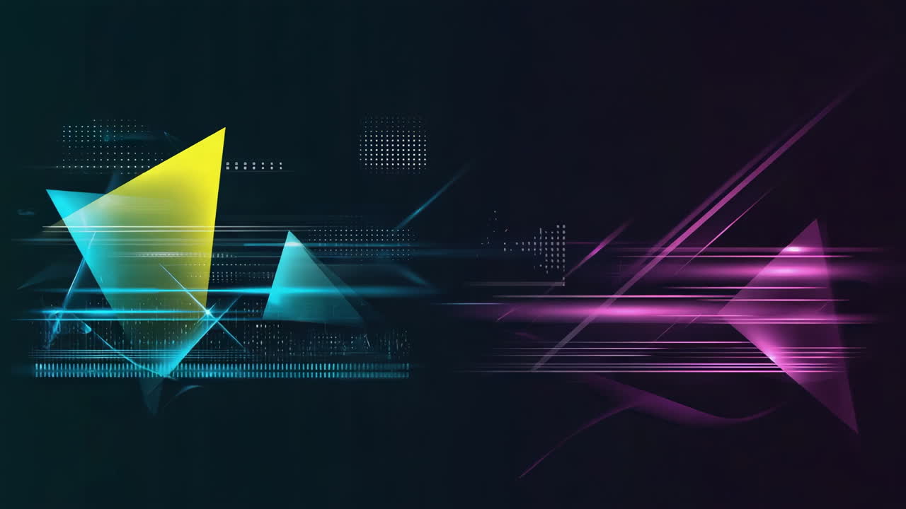Abstract Geometric Background with Neon Triangles and Cyber Elements