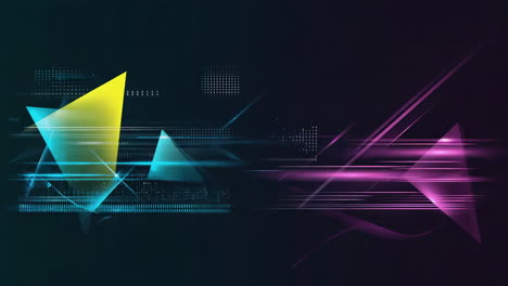 abstract geometric background with neon triangles and cyber elements
