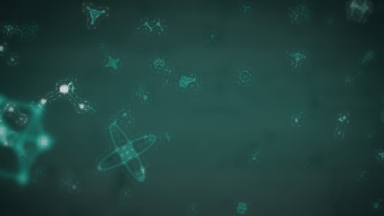 Animation of molecules floating on gray background