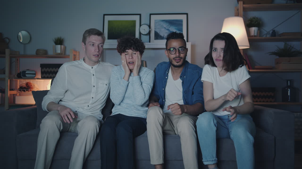 Friends Watching a Shocking Movie